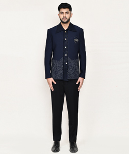 Navy Blue Rayon Designer Suit 306105