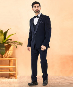 Navy Blue Rayon Tuxedos Suit 306139