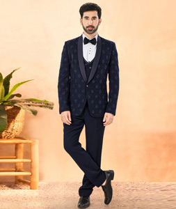 Navy Blue Rayon Tuxedos Suit 306140