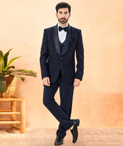 Navy Blue Rayon Tuxedos Suit 306142