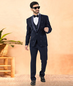 Navy Blue Rayon Tuxedos Suit 306143
