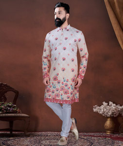 Off White Cotton Kurta Pajama 318615