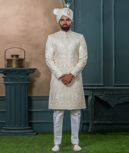 Off White Silk Sherwani 315308
