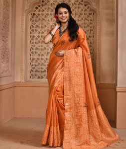 Orange Banglori Silk Saree With Blouse 320008