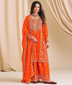 Orange Chinon Palazzo Suit 318899