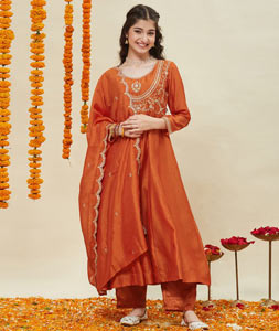 Orange Silk Kids Pant Style Suit 320233