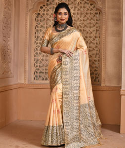 Peach Banglori Silk Saree With Blouse 320004
