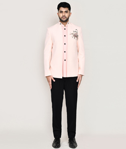 Peach Polyester Designer Suit 306107