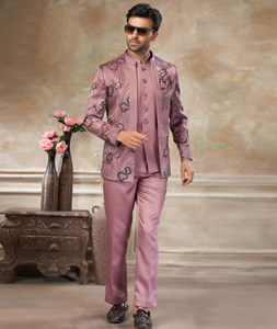 Peach Rayon Jodhpuri Suit 319067