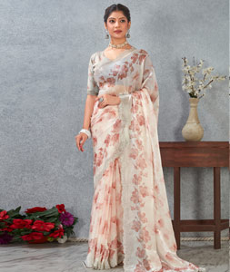 Peach Satin Saree With Blouse 318434
