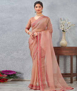 Peach Silk Saree With Blouse 318653