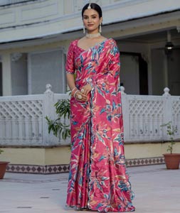 Pink Chinon Lehenga Saree 318185