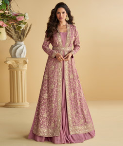 Pink Chinon Long Anarkali Suit 319592