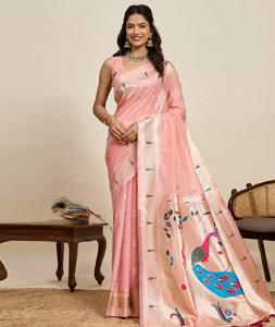 Pink Cotton Silk Paithani Saree 320293