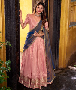 Pink Dupion Silk Circular Lehenga Choli 319567