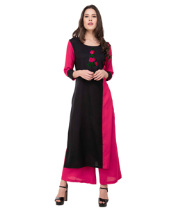 Pink Rayon Kurta Set With Palazzo 306798
