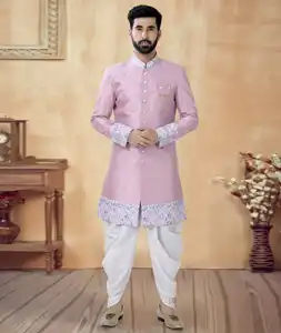 Pink Silk Dhoti Sherwani 292399