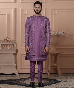Pink Silk Jacket Style Sherwani 315051