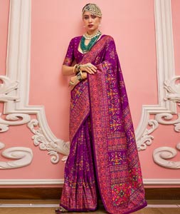 Purple Banarasi Silk Saree 320136