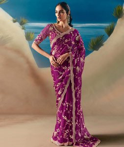 Purple Organza Saree With Blouse 318469