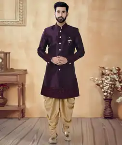Purple Silk Dhoti Sherwani 292421