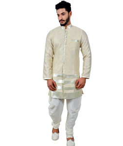 Beige Silk Readymade Indo Western Suit 112350