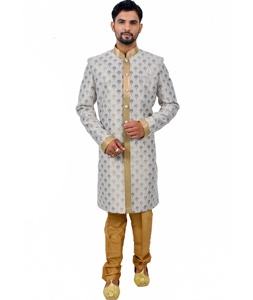 White Silk Readymade Indo Western Suit 112352
