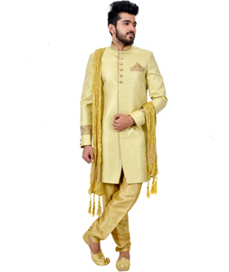 Cream Silk Readymade Indo Western Suit 112355