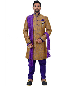 Brown Silk Readymade Indo Western Suit 112363