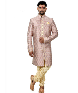 Beige Silk Readymade Indo Western Suit 112367