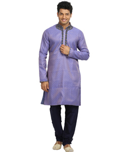 Lavender Brocade Readymade Kurta Pajama 203694