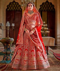 Red Silk Bridal Lehenga Choli 318130