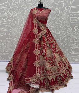 Red Silk Bridal Lehenga Choli 318240