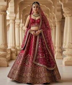 Red Silk Bridal Lehenga Choli 319253