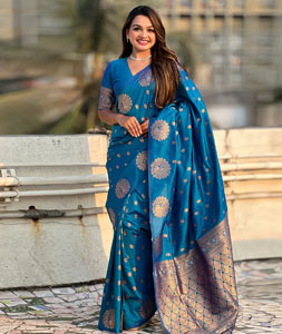 Teal Banarasi Silk Saree 319079