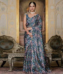 Teal Chinon Lehenga Saree 318181