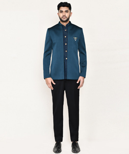 Teal Polyester Designer Suit 306104