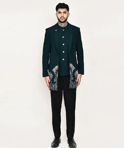 Teal Polyester Designer Suit 306108