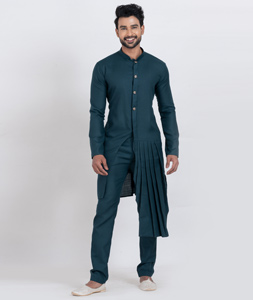 Teal Viscose Indo Western Kurta 306022