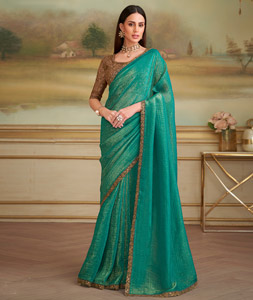 Turquoise Georgette Saree With Blouse 319526