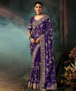 Violet Tissue Saree With Blouse 319759