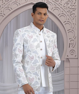 White Art Silk Jodhpuri Suit 319132