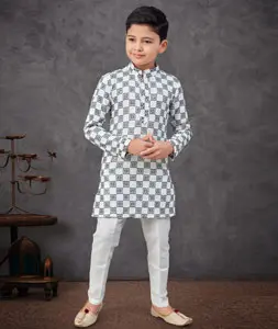 White Rayon Kids Kurta Pajama 303823