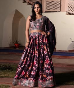 Wine Chinon Floral Lehenga choli 318846