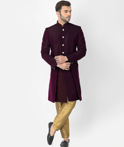 Wine Dupion Silk Indo Western Suit 279710