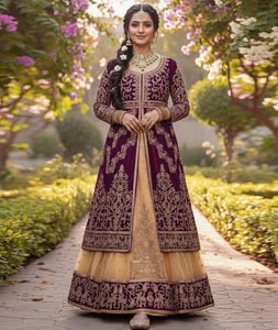 Wine Net Indo Western Lehenga Choli 320405