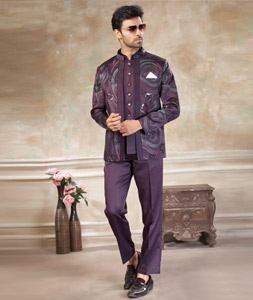 Wine Rayon Jodhpuri Suit 319076