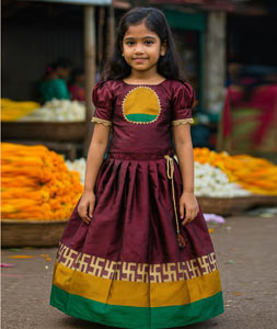 Wine Silk Kids Lehenga Choli 320237