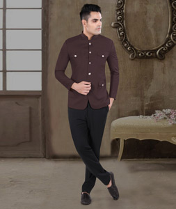 Wine Viscose Jodhpuri Suit 306415