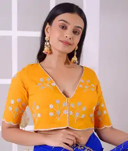 Yellow Cotton Rayon Readymade Blouse 292545